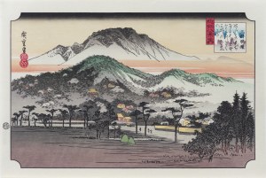 Utagawa Hiroshige (1797 - 1858), Wieczorny dzwon w świątyni Mii, z serii: Osiem widoków prowincji Omi, wyd. Adachi, Japonia, okres Showa, 1971