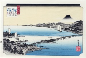 Utagawa Hiroshige (1797 - 1858), Wieczorna zorza w Seta, z serii: Osiem widoków prowincji Omi, wyd. Adachi, Japonia, okres Showa, 1971