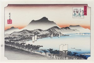 Utagawa Hiroshige (1797 - 1858), Przejaśnienie w Awazu, z serii: Osiem widoków prowincji Omi, wyd. Adachi, Japonia, okres Showa, 1971