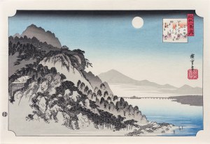 Utagawa Hiroshige (1797 - 1858), Jesienna pełnia księżyca w Ishiyamie, z serii: Osiem widoków prowincji Omi, wyd. Adachi, Japonia, okres Showa, 1971