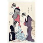 Kiyonaga Torii (1752 - 1815), Trzy gejsze z Tatsumi, z serii: Współczesne piękności z dzielnic rozrywkowych, wyd. I-shū-kankōka, Tokio/Japonia, 1974 r.