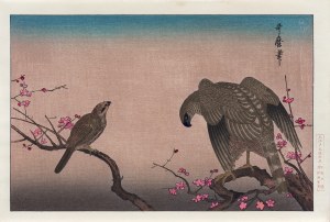 Kitagawa Utamaro (1753-1806), Sokół i dzierzba, z serii: Wiesze dopasowane do niezliczonych ptaków, wyd. Oedo Mokuhansha, Tokio/Japonia, okres Showa, po 1960 r.