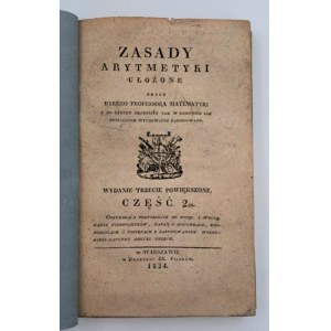 Radomiński, Jan Alojzy, Základy aritmetiky, 2. část, Varšava, 1834.
