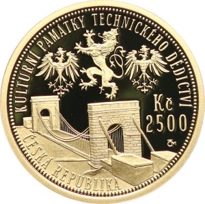 Česká republika 1993-. - 2500 Kč 2008 (Řetězový most ve Stádlci), kapsle, etue, bez certifikátu.