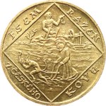 Španiel O., 1928. - Gold medal "I am minted from Czech metal" for the 10th anniversary of the Czech Republic. The 10th anniversary of the Czechoslovak Republic in a weight of 4 ducats, Au 986, hallmark, 13,96 g.