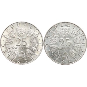 Austria, II. repubblica 1945-. - 25 schilling 1967 250. výr. 25 schilling 1968 (300° anniversario della nascita di Lukas von Hildenbrandt), KM-2901, KM-2903, macchie, 2 pz.