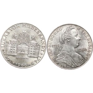 Austria, II. repubblica 1945-. - 25 schilling 1967 250. výr. 25 schilling 1968 (300° anniversario della nascita di Lukas von Hildenbrandt), KM-2901, KM-2903, macchie, 2 pz.
