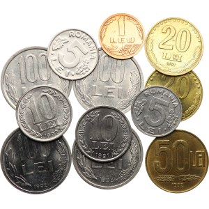 Romania - 1 leu 1992, 5 lei 1993 (2x), 10 lei 1991, 1992, 20 lei 1991, 1993, 50 lei 1992, 100 lei 1992, 1993, 1994 (2x), 12 pezzi in totale