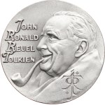 Urban K., 1999. - J. R. R. Tolkien. - Portrait with pipe left, 4 lines inscription / Scene from The Lord of the Rings. - Ag 925, hallmark, 35 mm, 24,62 g, capsule.