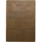 Unsigned. - VIII. 1926. - Puppy race / under a flying falcon athlete on a rock. - Bronze, 40,5 x 58 mm.