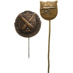 Czechoslovakia, I. Republic. - Performance badge heavy machine gunner - 13,5 x 15 mm on needle + Artillery sight and airplane guide, marked lev, needle attached. Total 2 pcs.