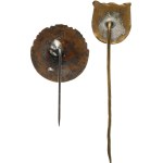 Czechoslovakia, I. Republic. - Performance badge heavy machine gunner - 13,5 x 15 mm on needle + Artillery sight and airplane guide, marked lev, needle attached. Total 2 pcs.