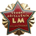 Czechoslovakia. - Honorary badge "Exemplary member of the LM", Jan Šverma Mine, gilded and enamelled, 38 x 38 mm on clasp.