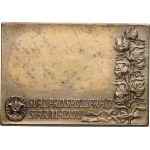 Czechoslovakia. - SVAZARM, Ready to defend the homeland b.l. (not awarded). - Figure of Choda with a wolf in the landscape on the left / emblem of Svazarm, lime branch. Kulhánek.