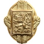 Czechoslovakia, First Republic 1918-1938 - State Forests and Estates 1938, hunting cap badge - Gilt bronze plate, oval 37 x 43 mm on two handles, one broken off.