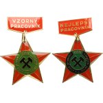 Dolní Rožínka - Uranium Mines, Best Worker and Exemplary Worker, stars on a hanger, 34 x 47 mm, on a needle, 2 pcs.
