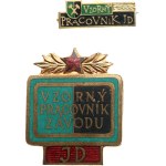 Jáchymov. - Exemplary worker of the Jáchymovské doly plant, gilt bronze 26 x 31,5 mm, enamelled on a clasp + miniature 21 x 7,5 mm on a clasp.