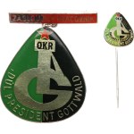 Ostrava OKR. - Meritorious Worker, President Gottwald Mine, 45 x 64 mm on hanger, on clasp (minor damage to inscription) + miniature, 17 x 19 mm on needle.