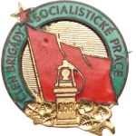 Ostrava OKR. - Member of the Socialist Labour Brigade, gilt bronze, 24,5 x 25 mm, enamelled, on a clasp, min. MK.