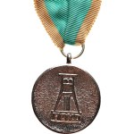Ostrava VOKD. - Construction of the Ostrava-Karviná Mines / Exemplary Worker, silver-plated bronze, 39,5 mm, on a ribbon with a hinge, on a clasp.