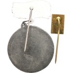 Ostrava VOKD. - Construction of the Ostrava-Karviná mines / Holder of the VOKD company record, silver-plated bronze, 30,5 mm, on metal hanger, on needle + VOKD badge, 8,5 x 13 mm, on needle.