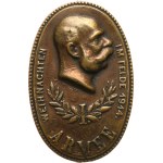 Austria-Hungary, Franz Joseph I. - Head of F.J.I. on the right, "I. ARMEE WEIHNACHTEN IM FELDE 1914" /Christmas in the Field 1914/, sign. Gurschner. - Bronze, oval 27 x 40mm on clasp, broken eye, new needle.