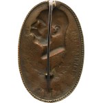Austria-Hungary, Franz Joseph I. - Head of F.J.I. on the right, "I. ARMEE WEIHNACHTEN IM FELDE 1914" /Christmas in the Field 1914/, sign. Gurschner. - Bronze, oval 27 x 40mm on clasp, broken eye, new needle.