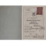Czechoslovakia, First Republic 1918-1938 - Passport model 1921B (small stars - staples), Slovak version, CS-FR, issued in Bratislava at the Austrian Consulate on 10 February 1923. Štátná tlačiareň in Prague, torn out sheet with photograph.