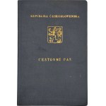 Czechoslovakia 1948-1960 - Passport larger format 115x172mm hardcover 44 pages Czechoslovakia - RUS - FR Issued 12.9. 1958 series Z53178 3x visas, stamps, missing front pages with photos - torn out