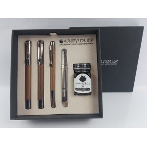 Monteverde Ritma Walnut fountain pen + 2 pens + ink set