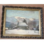 MARIAN KLAKLIK, PEINTURE PODGÓRZE PAYSAGE, HUILE SUR CARTON, SIGNÉE