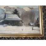 MARIAN KLAKLIK, PEINTURE PODGÓRZE PAYSAGE, HUILE SUR CARTON, SIGNÉE