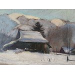 MARIAN KLAKLIK, PEINTURE PODGÓRZE PAYSAGE, HUILE SUR CARTON, SIGNÉE