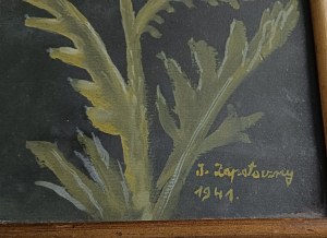 JAN ZAPOTOCZNY, OBRAZ KWIAT, AKWARELA, SYGNOWANY J. ZAPOTOCZNY 1941