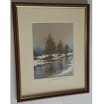 BARTŁOMIEJ MICHAŁOWSKI, PEINTURE À L'AQUARELLE, RIVIÈRE, SIGNÉE B. MICHAŁOWSKI 2014