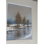 BARTŁOMIEJ MICHAŁOWSKI, PEINTURE À L'AQUARELLE, RIVIÈRE, SIGNÉE B. MICHAŁOWSKI 2014