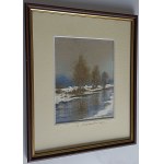 BARTŁOMIEJ MICHAŁOWSKI, PEINTURE À L'AQUARELLE, RIVIÈRE, SIGNÉE B. MICHAŁOWSKI 2014