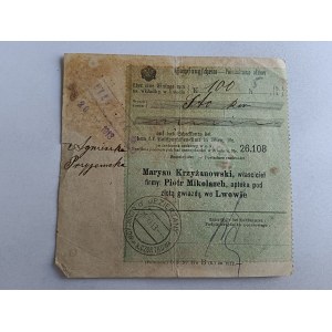 KWIT LVIV MARYAN KRZYŻANOWSKI, STAMP CHORTKIV, JEZIERZANY 1913