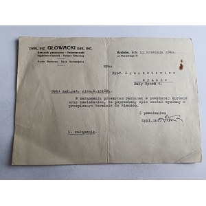 PISMO KRAKOW DYPL INŻ GŁOWACKI 1940