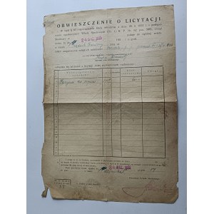 NOTICE OF AUCTION KRAKÓW PRĄDNIK CZERWONY 1935