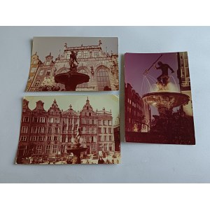 SET OF 3 POSTCARDS GDANSK DŁUGI TARG, NEPTUNE FOUNTAIN