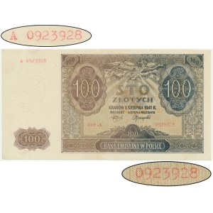 100 złotych 1941 - A - maszynowy numerator - Ex.Miłczak