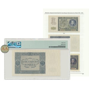 5 złotych 1941 - AA - PMG 64 - ILUSTROWANY w katalogu Czesława Miłczaka