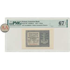 1 złoty 1941 - AA - PMG 67 EPQ - poszukiwana seria