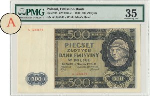 500 złotych 1940 - A 13... - Niewyłapany Falsyfikat Londyński - PIĘKNY i RZADKI