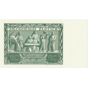 50 złotych 1936 - awers bez serii i bez głównego druku