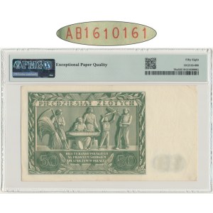 50 złotych 1936 Dąbrowski - AB - PMG 58 EPQ - RZADKOŚĆ - numer radarowy