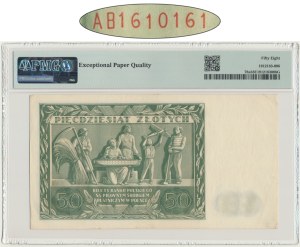 50 złotych 1936 Dąbrowski - AB - PMG 58 EPQ - RZADKOŚĆ - numer radarowy