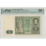 50 złotych 1936 Dąbrowski - AB - PMG 58 EPQ - RZADKOŚĆ - numer radarowy
