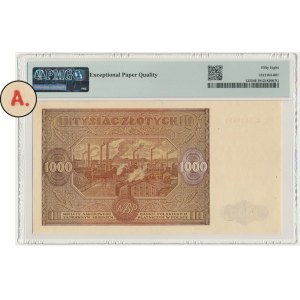 1.000 złotych 1946 - A. - PMG 58 EPQ - PIĘKNY I BARDZO RZADKI